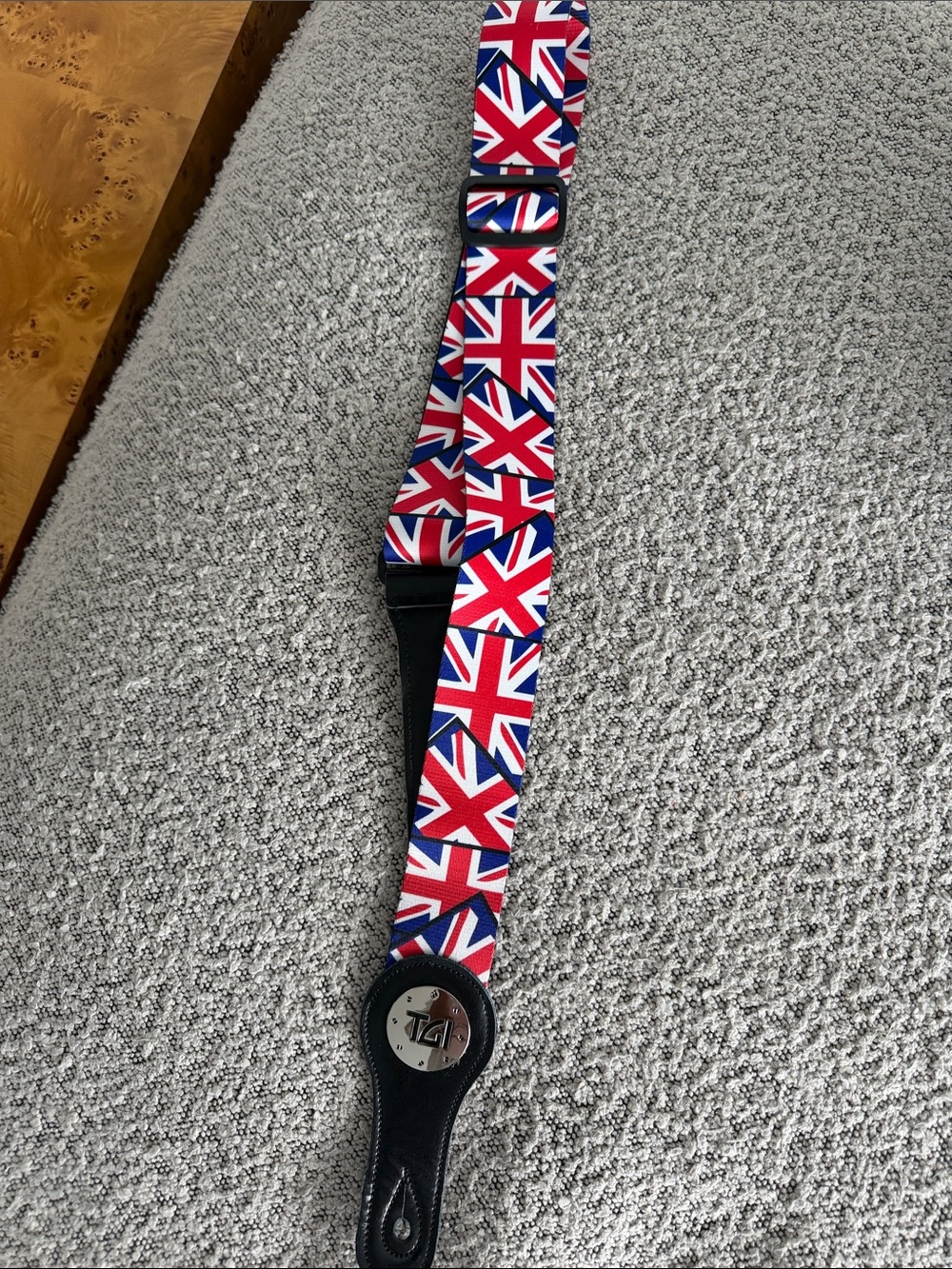 Union Jack Pattern Adjustable Guitar Strap - Red, White & Blue